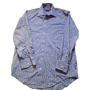 Vineyard Vines Mens Blue Plaid Dress Shirt 16 34 100s 2 Ply Cotton